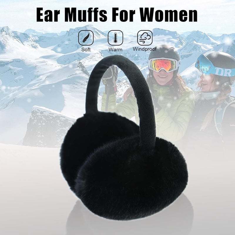 YATANAM Ear Muffs for Women Faux Fur Winter Girls Earmuffs Fluffy Adjustable Ear Warmers Cute Ear Covers - Image 4